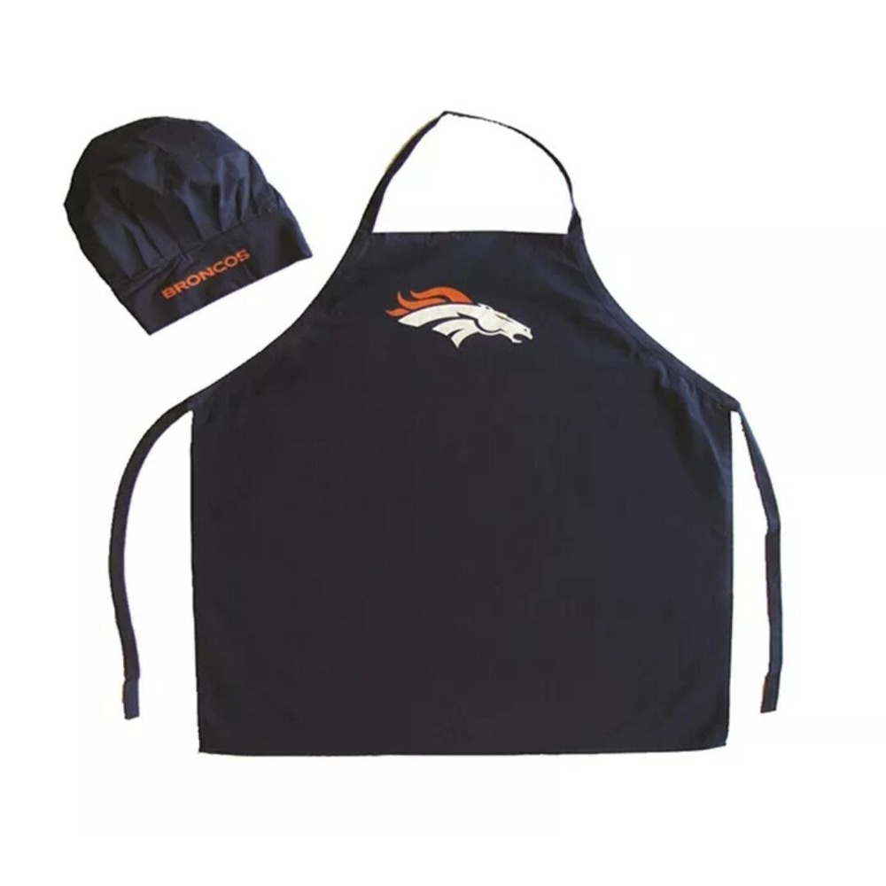 Denver Broncos NFL APRON & CHEF HAT Barbeque Tailgaiting Brand New Sealed